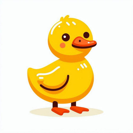 Cute yellow rubber duck isolated on white background. Vector illustration.の写真素材