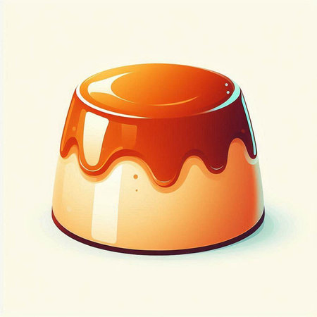 Pudding with chocolate glaze on a white background. Vector illustration.