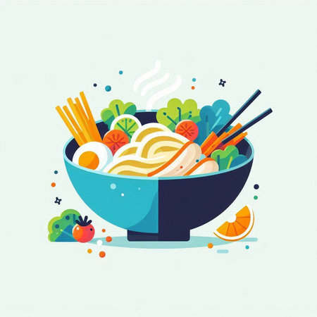 Seafood paella in a frying pan. Vector illustration.の写真素材