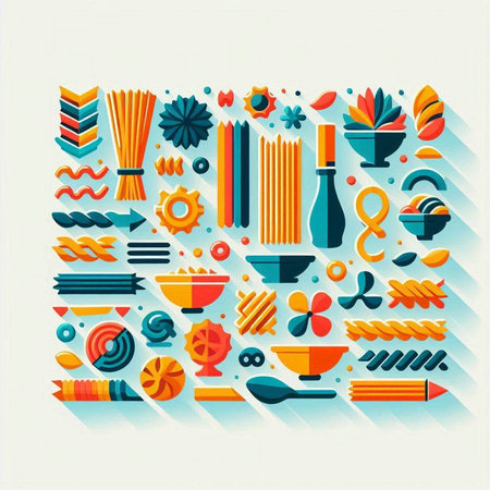Flat design modern vector illustration icons set of pasta and food.の写真素材