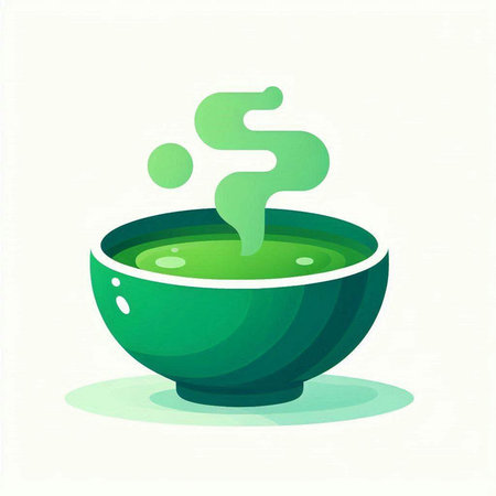 Green matcha tea in a bowl. Vector illustration. Eps 10の写真素材