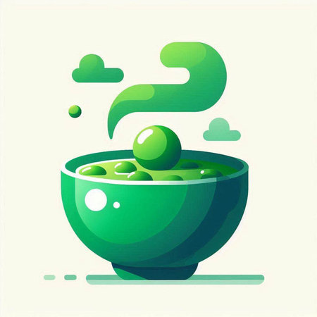 Green soup in a bowl. Vector illustration. Eps 10 file.の写真素材
