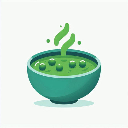 Vector illustration of a bowl of matcha green tea in cartoon styleの写真素材