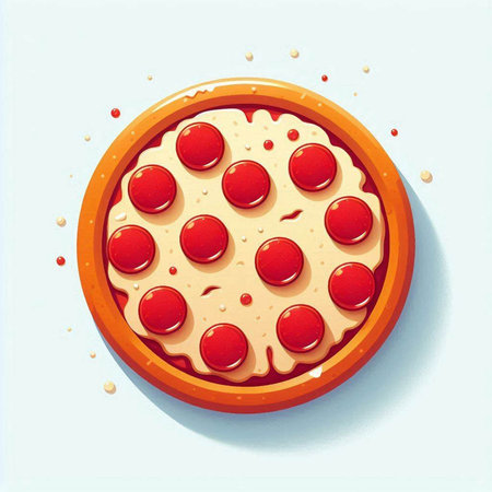 Illustration of a pizza on a blue background. Vector illustration.の写真素材