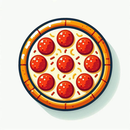 Pizza with pepperoni on a white background. Vector illustration.の写真素材