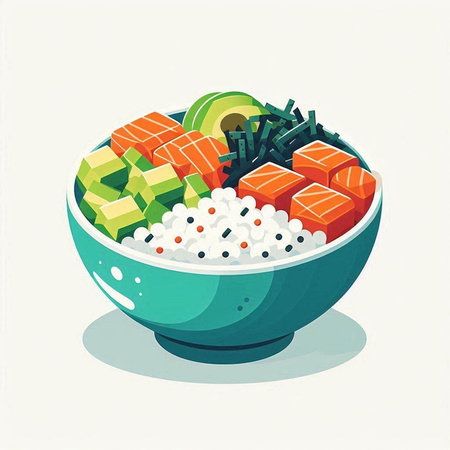 japanese food in a bowl, vector illustration eps10