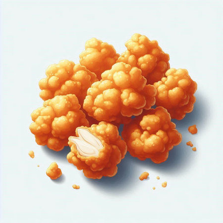 Illustration of Cauliflower on a white background with copy space