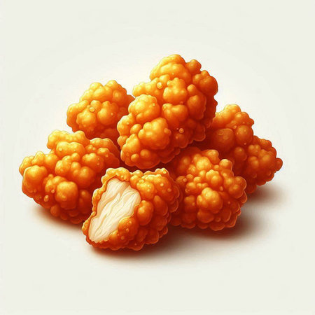 Illustration of a group of orange corn balls on a white background