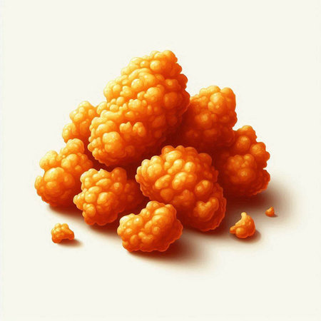 Illustration of a pile of yellow raspberries on a white background