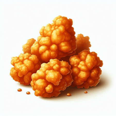 Illustration of a group of fried corn balls on a white background