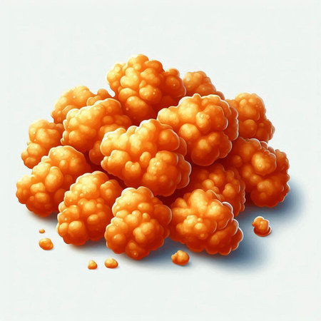 Illustration of a group of orange raspberries on a white background