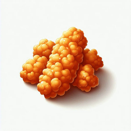 Illustration of a pile of yellow raspberries on a white background