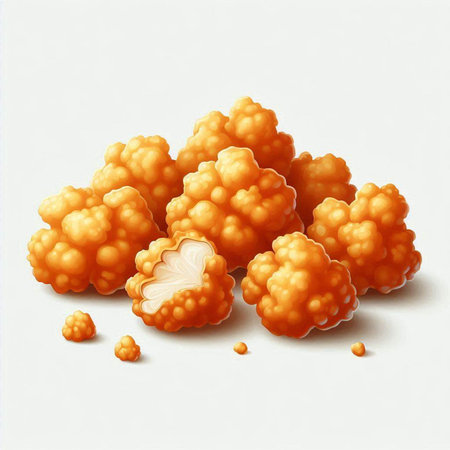 Illustration of a group of orange corn balls on a white background