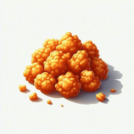 Illustration of a pile of yellow corn balls on a white background