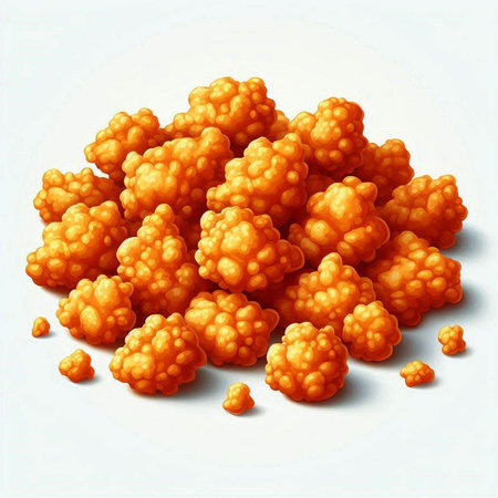 Illustration of a group of orange corn balls on a white background