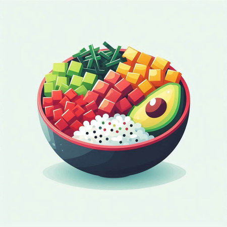 Vegetable salad in a bowl, vector illustration, eps10