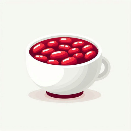 Cranberry jam in a bowl on a white background. Vector illustration.