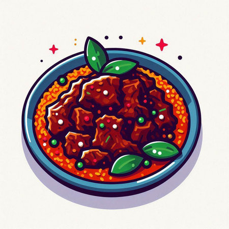 Illustration of a bowl of beef stew on a white background.の写真素材