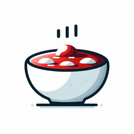 Tomato soup in bowl isolated on white background. Vector illustration.の写真素材