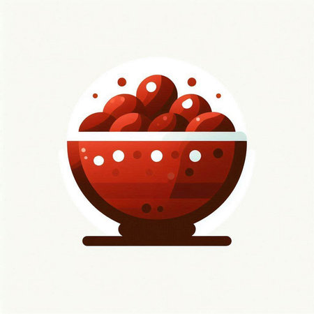 Cherry in a bowl. Vector illustration of a cherry in a bowl.の写真素材