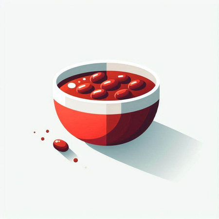 tomato sauce in a bowl, vector illustration, eps10の写真素材