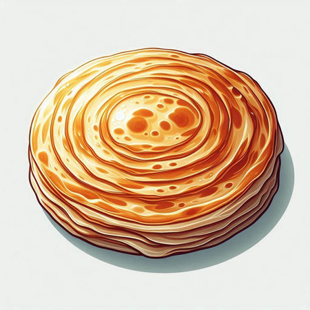 Illustration of a pancake with honey on a white background.の写真素材