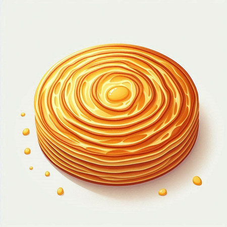 Illustration of a round cake on a white background with space for textの写真素材
