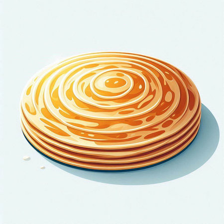 Illustration of a round biscuit on a white background with shadowの写真素材