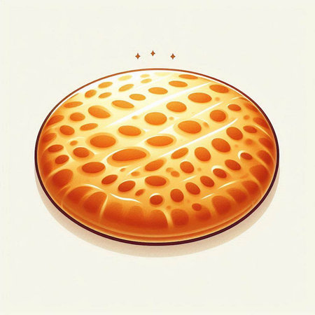 Illustration of a round biscuit with holes on a white background
