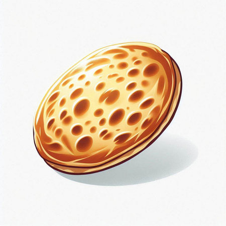 Illustration of a biscuit on a white background with a shadow