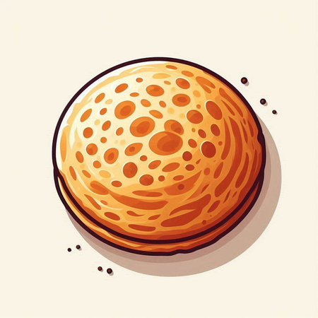 illustration of a pancake on a white background in retro style