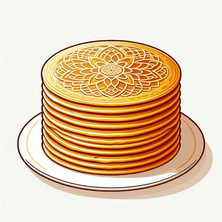 Illustration of a stack of matzah on a blue backgroundの写真素材
