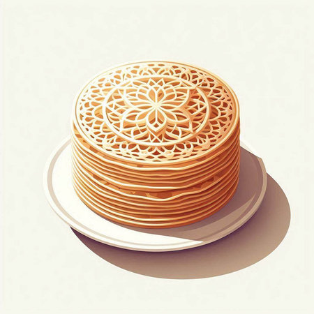 Illustration of islamic cake on a white background with shadow