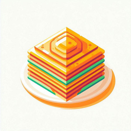 Stack of pancakes on a plate. Vector illustration. Isometric.