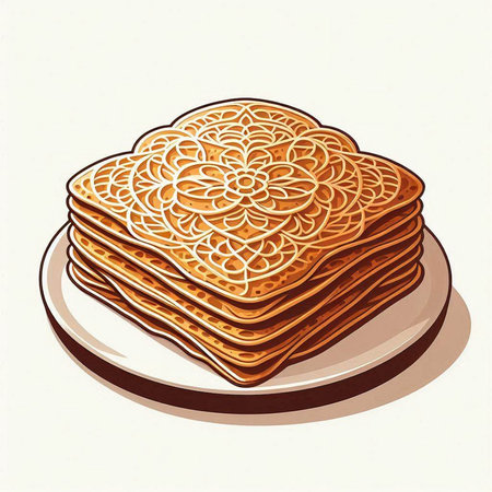 Illustration of a stack of pancakes on a plate, vector illustrationの写真素材