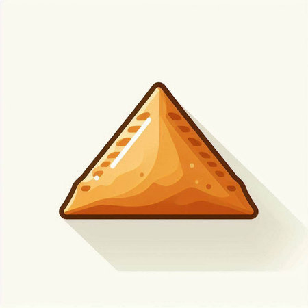 Illustration of a flat icon of a triangle with a long shadow