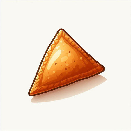 Illustration of a piece of samosas on a white backgroundの写真素材