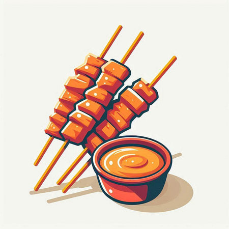 Skewers with sauce on skewers. Vector illustration.の写真素材