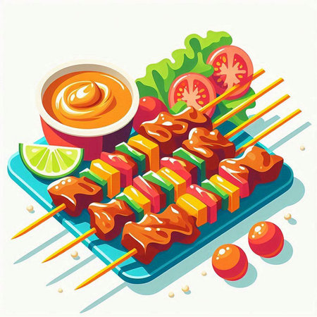 Skewers of meat on skewers. Vector illustration.の写真素材