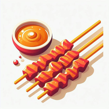 Skewers with sauce on skewers. Vector illustration.の写真素材