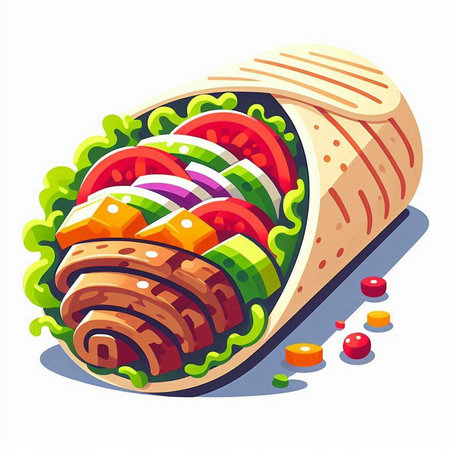 Doner kebab isometric vector illustration isolated on white backgroundの写真素材