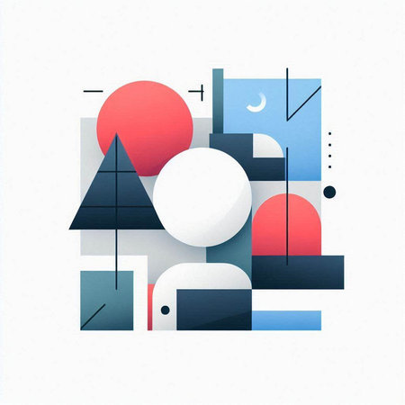 Abstract geometric composition with simple shapes and geometric elements. Vector illustration.