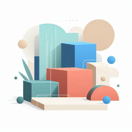 abstract 3d geometric composition in minimal style. Vector illustration.