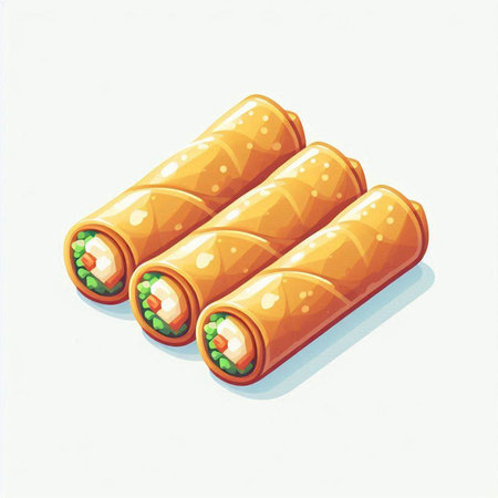 Illustration of spring rolls on a white background. Vector illustration.