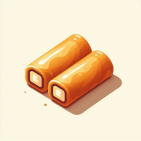Illustration of a roll of brown paper on a white background.の写真素材