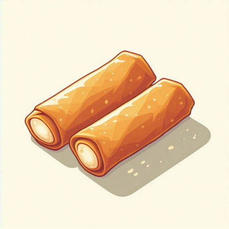 Illustration of three rolls with cheese filling on a white background.