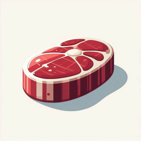 Illustration of grilled beef steak on a light background. Vector illustrationの写真素材