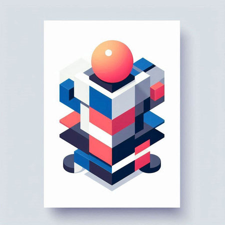 Abstract geometric background, vector illustration. Colorful 3d composition.