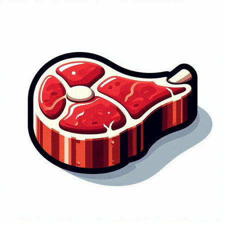 Illustration of a piece of meat on a white background - vector