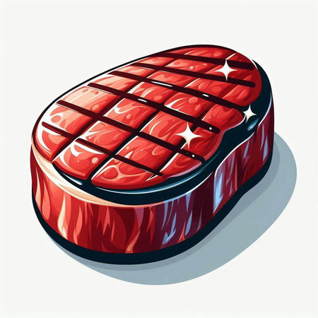 Steak, vector illustration of a raw beef steak with a star.の写真素材